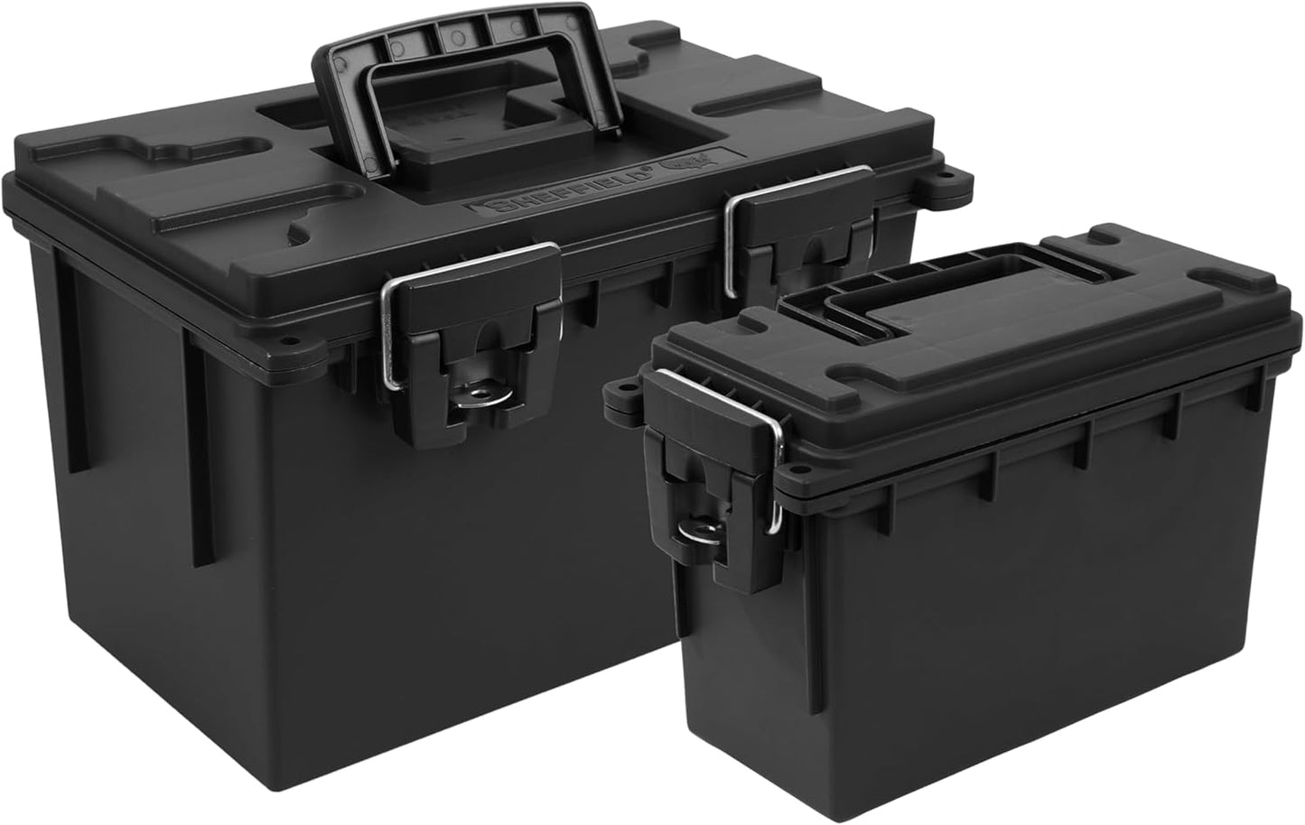 Sheffield 12706 Storage Bins With Lids, 2-Pack Stackable Storage Bins, Made in USA, Lockable and Water-Resistant Containers with Lids, Plastic Containers for Home, Classroom, and Dorm