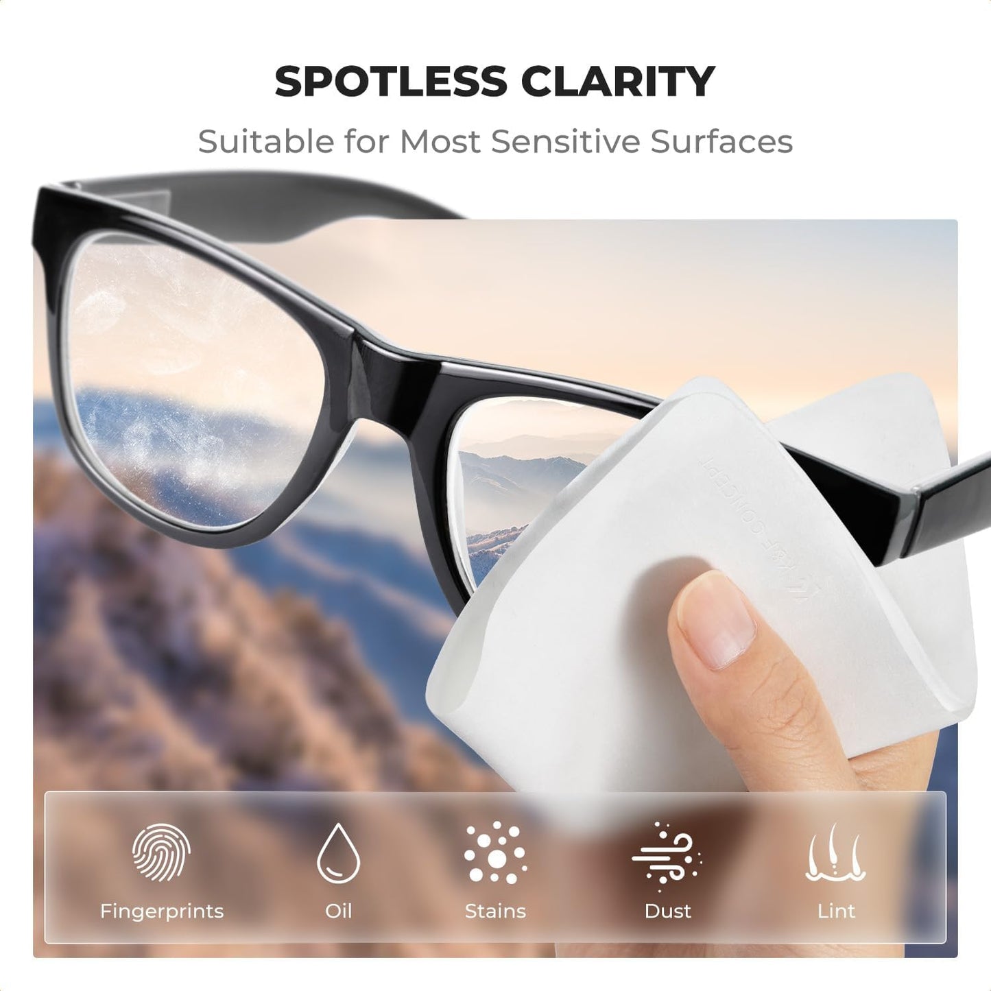 K&F CONCEPT 12 Pack Lens Cleaning Cloth | Microfiber Cleaning Cloth | Glasses Cleaning Cloths | Eyeglass Lens Cleaner | Eyeglasses, Camera Lens, VR/AR Headset, and Screen Cleaning | White & Grey