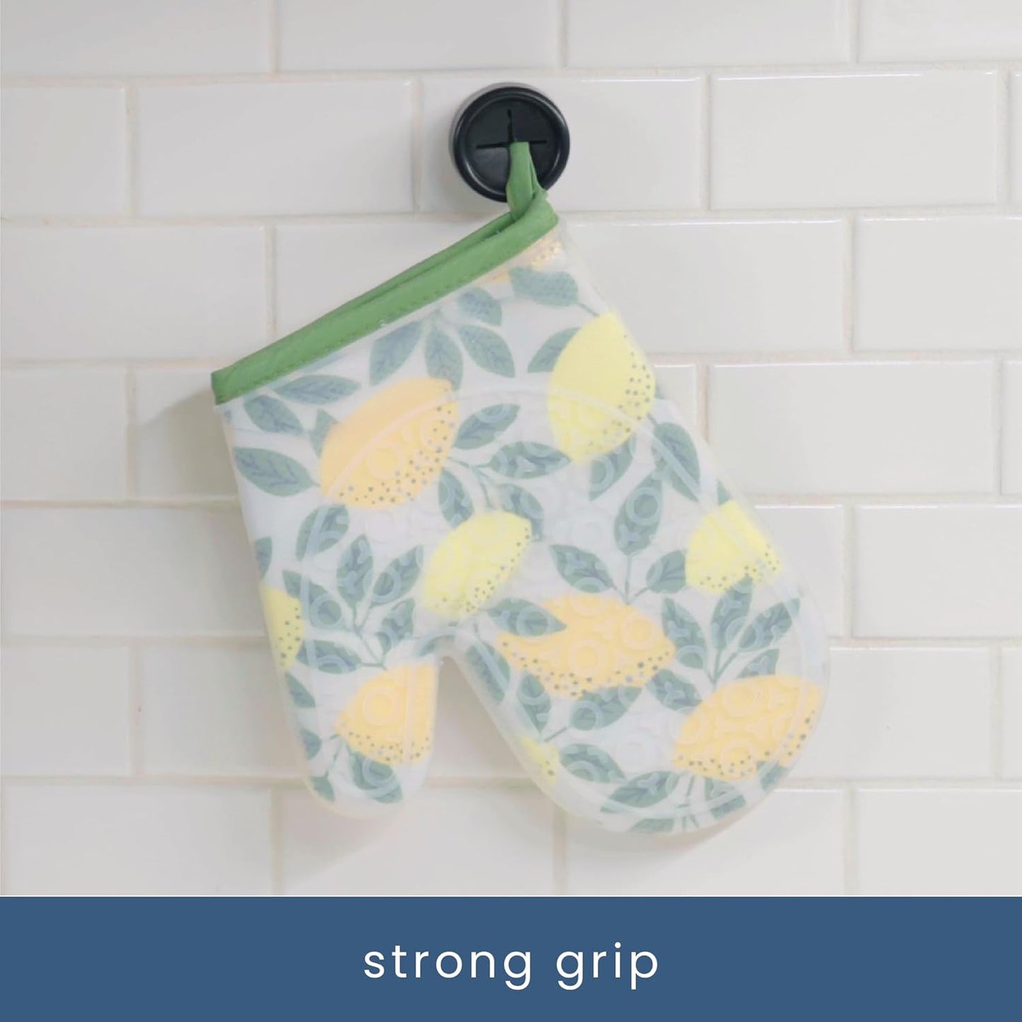 S&T INC. Round Adhesive Push Towel Hooks for Kitchen, Hand and Dish Towels, Matte Black, 4 Pack