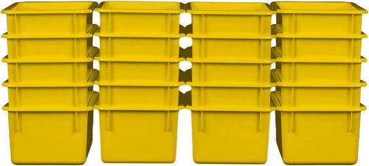 Wood Designs Cubby Storage Bin, Heavy Duty Plastic Containers for Kids Yellow Cubby Tray Set of 20