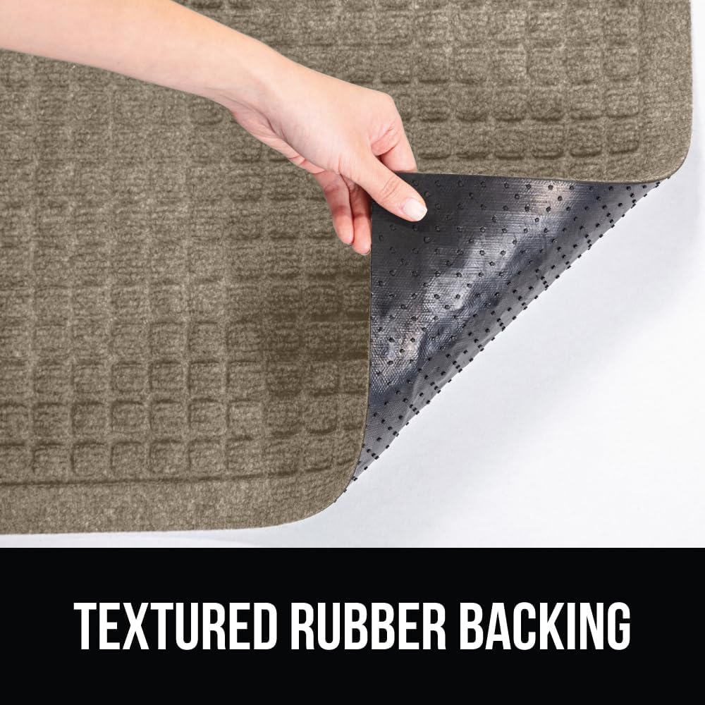 GORILLA GRIP Front Door Mat, 72x24, Indoor Outdoor Ultra Absorbent HydroAbsorb Doormat, Absorbs Up to 2.75 Cups of Water, Stain and Fade Resistant, Rubber Backing Doormats, Captures Dirt, Beige