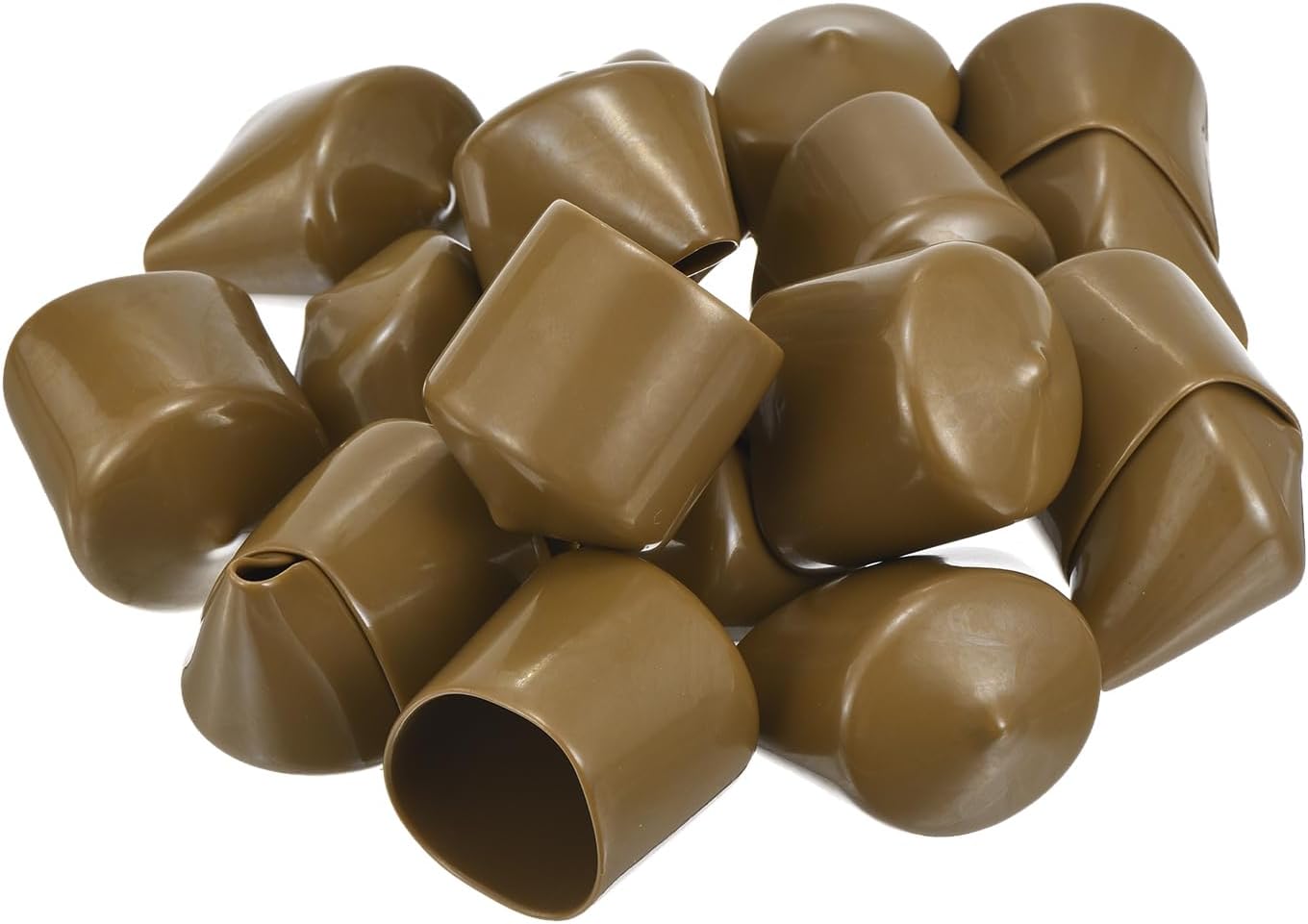 uxcell 20pcs Rubber End Caps 35mm(1 3/8") ID Vinyl PVC Round Tube Bolt Cap Cover Screw Thread Protectors Light Brown