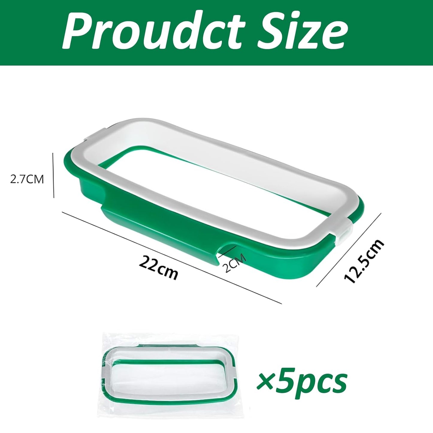 VinBee 5 PCS Portable Trash Bag Holder Hanging Trash Garbage Bag Holder Hanging Kitchen Cupboard Door Back Style Stand Trash Garbage Bags Storage Rack for Kitchen Cupboard