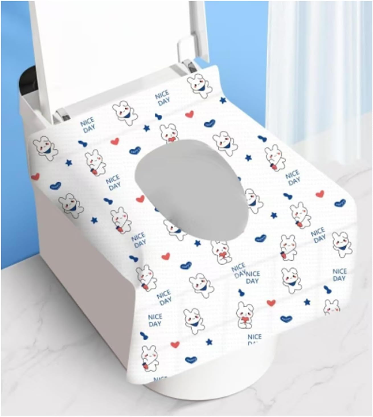 Disposable toilet seat cover,30 Pack of oversized waterproof toilet seat paper, suitable for children and adults, potty training, travel, public toilets, aircraft