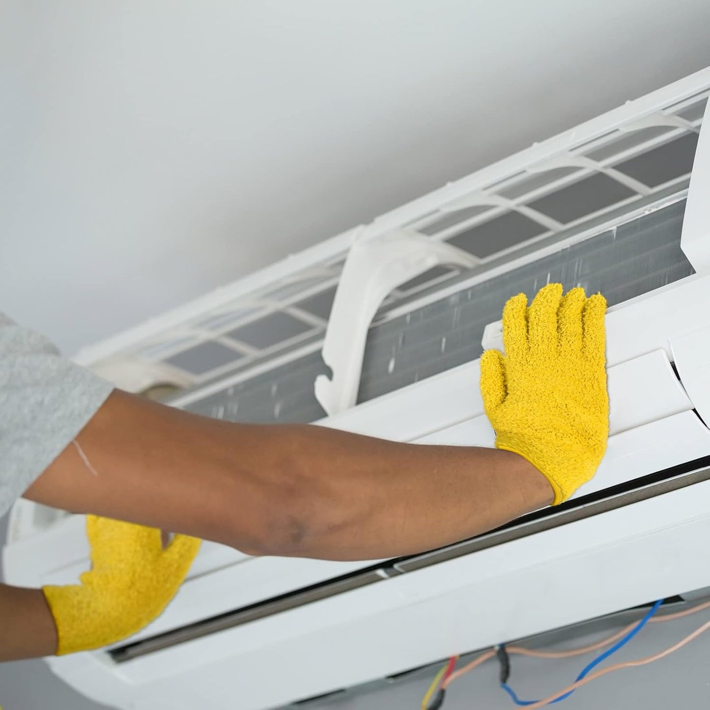 Patelai 3 Pairs Microfiber Plant Dusting Gloves Leaf Cleaning Gloves for Indoor Plants, Blinds, Furniture, House(Medium,Black, Navy, Yellow)