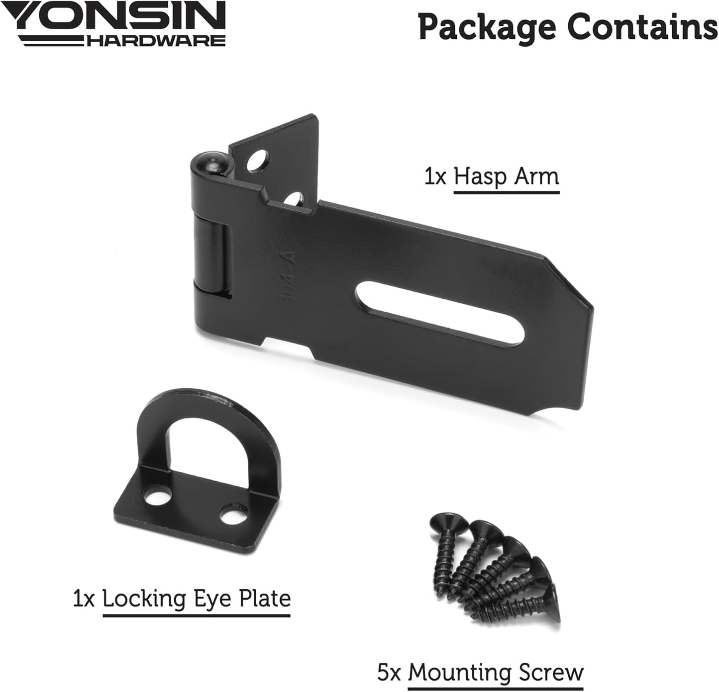 3" Door Padlock Safety Hasp Latch, Door Hasp Clasp Lock Gate Shed Hasp Latch Lock for Door Window Cabinet Pet Cage Toolbox Shed Fence, 304 Stainless Steel, Matte Black Finish, 1 Pack