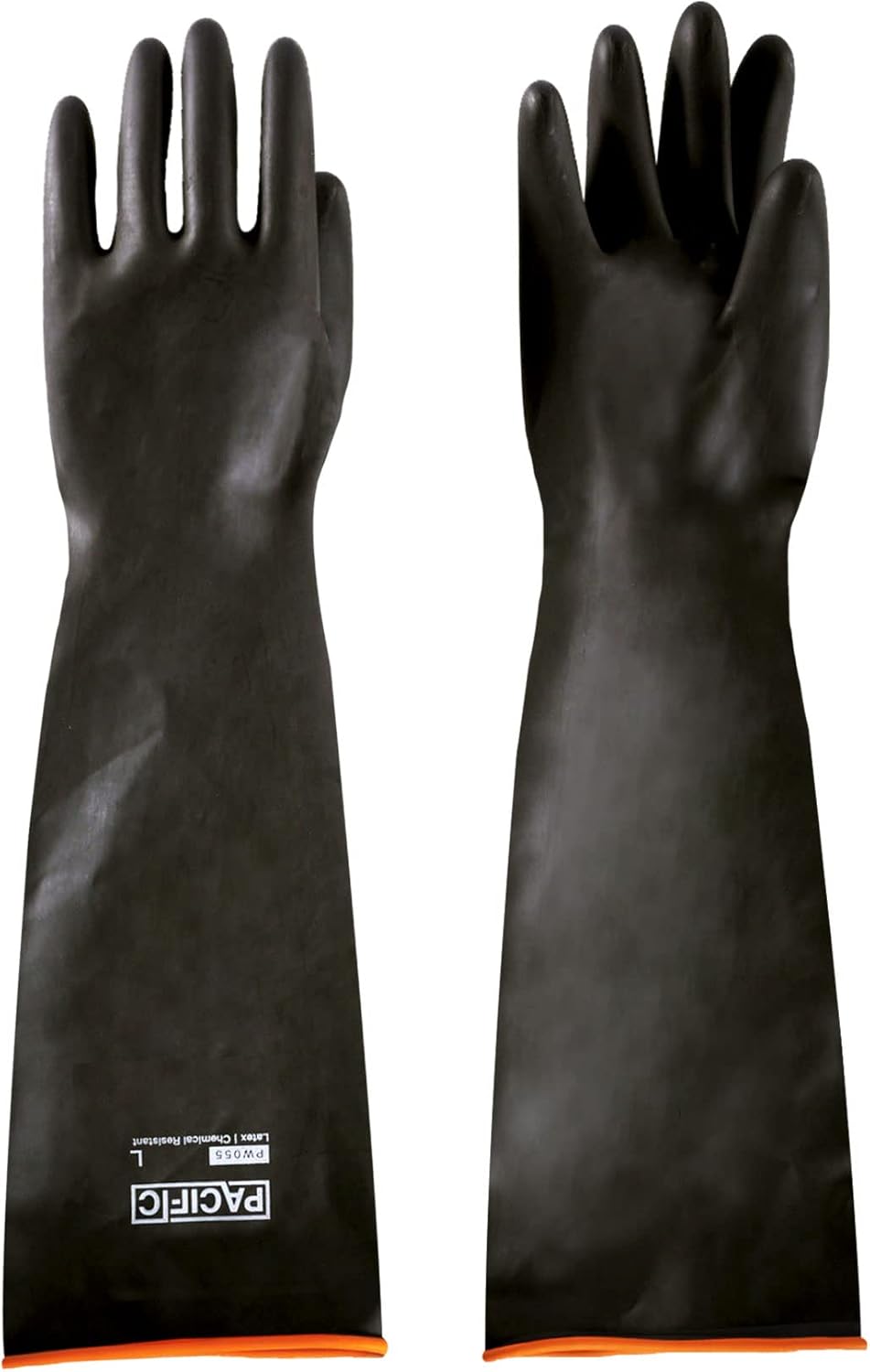 PACIFIC PPE Heavy Duty Latex Chemical Gloves, Strong Acid Resistance Rubber Gloves, Against Alkali and Oil, 22", 1 Pair