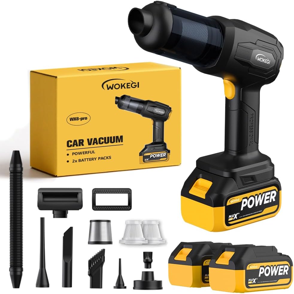 Handheld Car Vacuum Cordless, Portable Cars Vacuum Cleaner with 40000Pa High Power & Suction, Powerful 4-in-1 Hand Held Air Duster Fast Cleaning for Car,Home,Office,Pet Hair (Yellow)