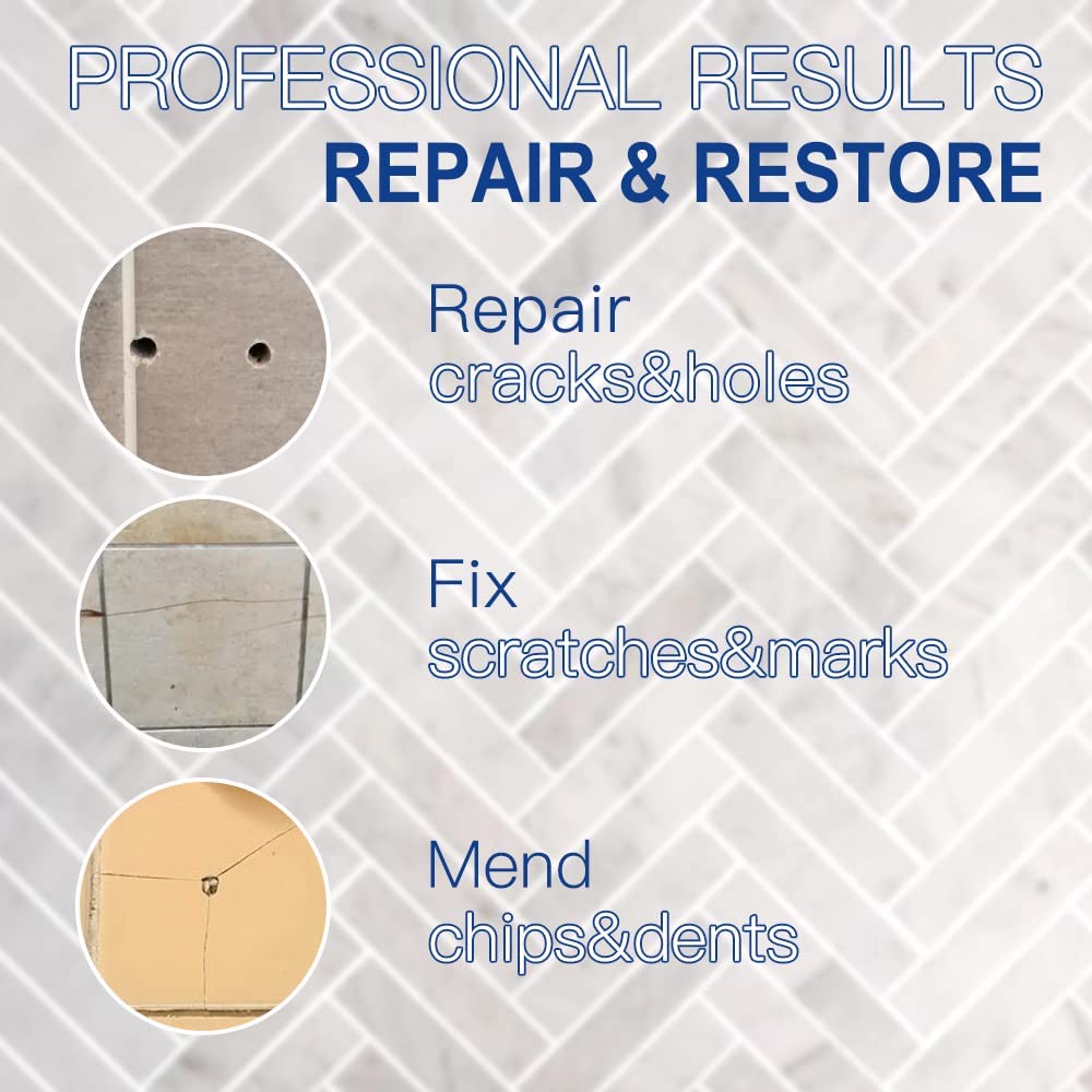 Tile Repair Kit, Ceramic Tile Chip Repair Kit(Color Match), Porcelain Repair Kit with Super Strong Adhesion, Fix Chips, Cracks and Holes on Ceramic Tile, Porcelain, Acrylic, Fiberglass, Enamel