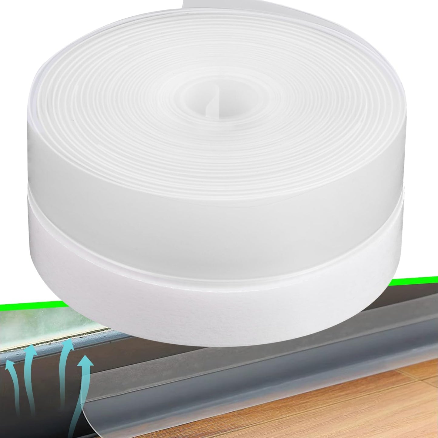 Weather Stripping Door Seal Strip 33 Feet Strip Bottom Draft Insulation Stopper Weatherproof Soundproof for Door Frame or Window Sealer Bathroom Shower Glass Gaps