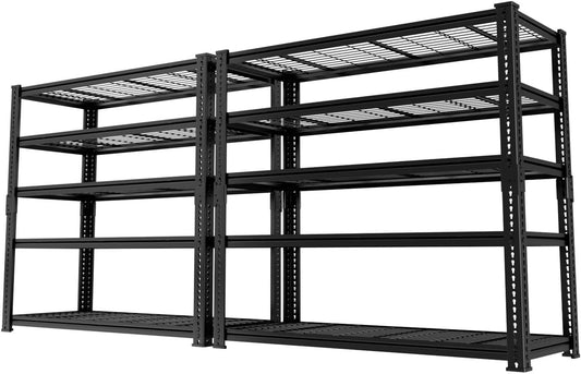 Storage Shelves Heavy Duty, 2 PCS 60" L x 24" W x 78" H Garage Wire Shelving Unit Loads 3300LBS, 5-tier Adjustable Metal Industrial Utility Shelf Rack for Kitchen, Laundry Room, Warehouse, Basement