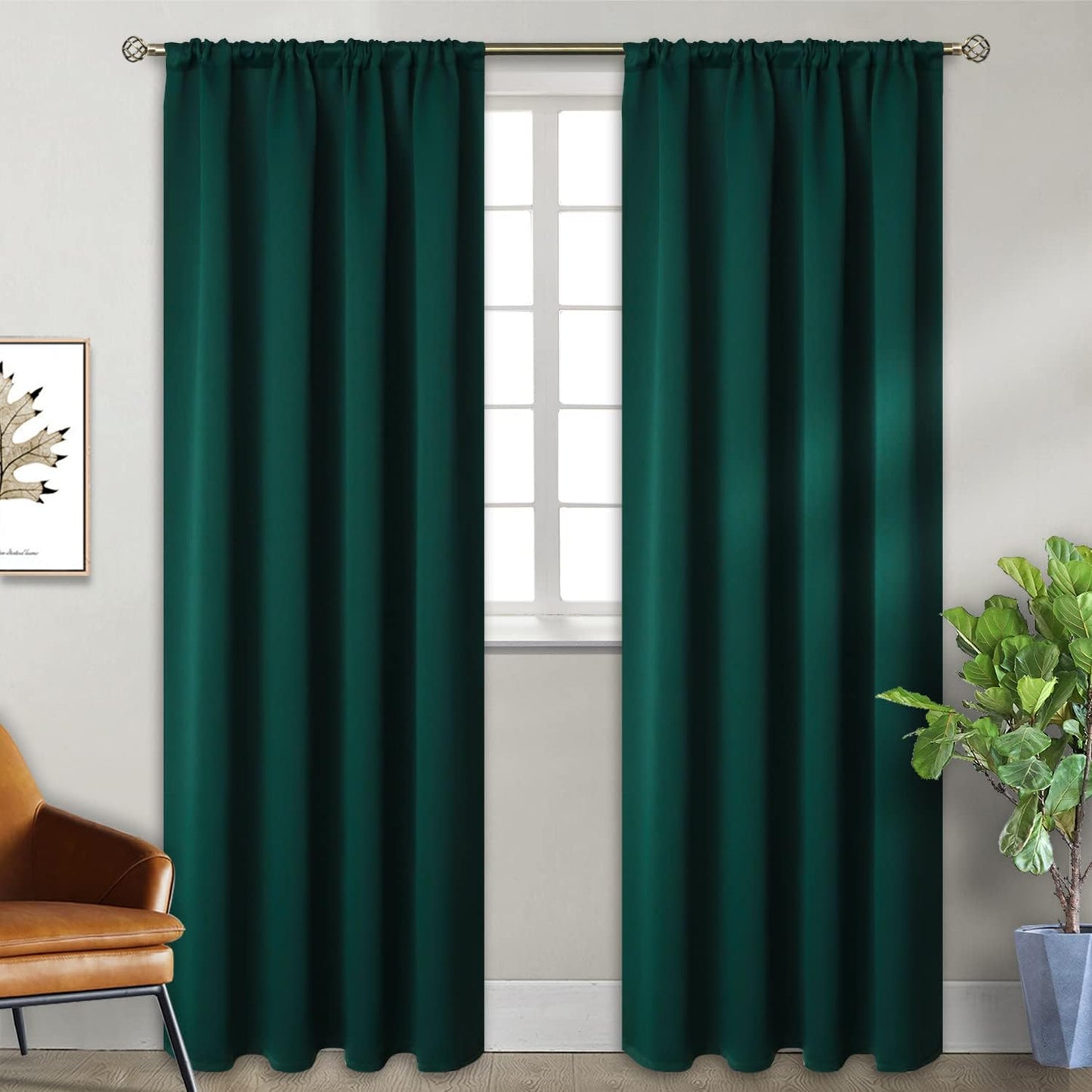 BGment Rod Pocket Blackout Curtains for Bedroom 84 Inch Length - Dark Green Thermal Insulated Room Darkening Drapes Privacy Christmas Decor for Living Room, 42 x 84 Inch, 2 Panels, Emerald