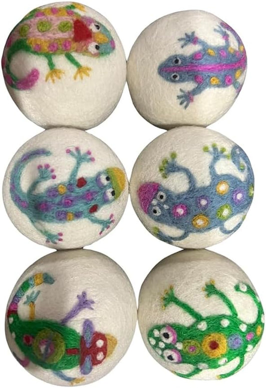 Ezhippie Quality Wool Dryer Balls - 6 XL Lizard Pack - 1000+ Loads - Pure Organic Wool - Reusable Natural Fabric Softener Perfect with Essential Oils, Reduce Clothing Static and Wrinkles