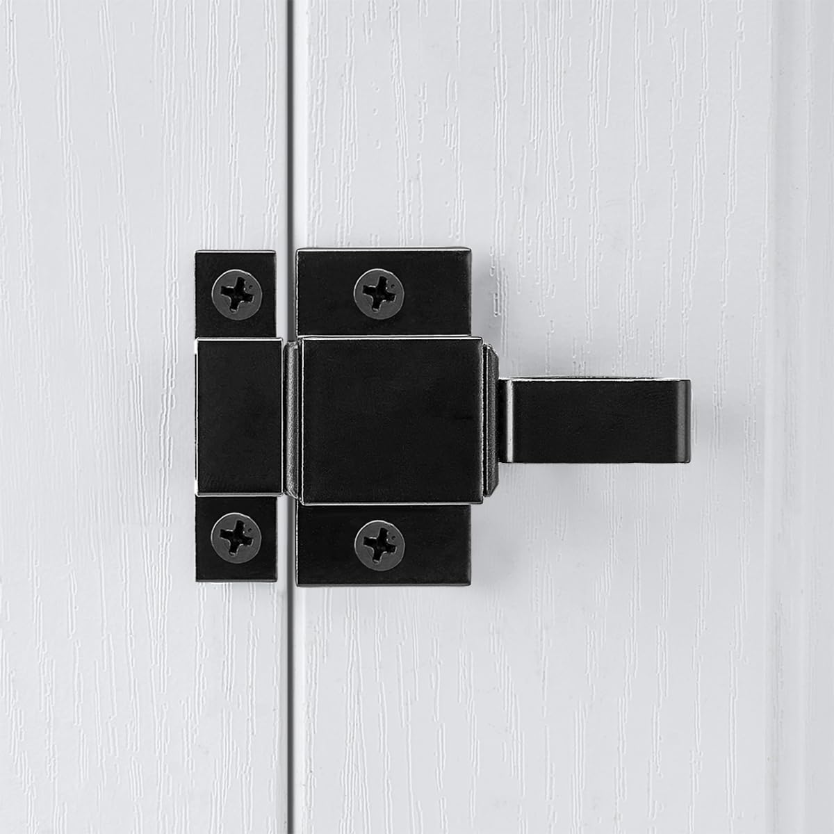 2 Packs Self-Closing Latches, Black Spring Door Lock, Aluminum Alloy Automatic Gate Latch with Spring Loaded Pin, Security Window & Cabinet Lock