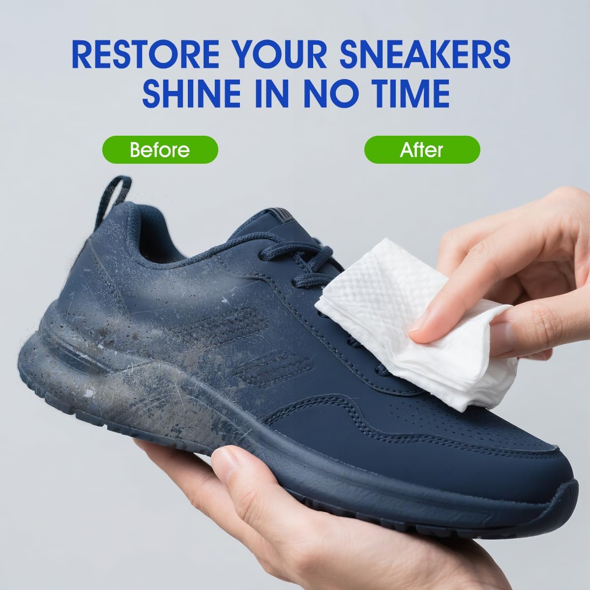 AROIC 50 Pack Shoe Cleaner Wipes, Sneaker Quick Wipes Heavy Duty Stain Removal for Leather, Febric, Canvas & Mesh, Travel Portable Single-Use Cleaning Wet Wipe, Essential Shoe Cleaning Supplies