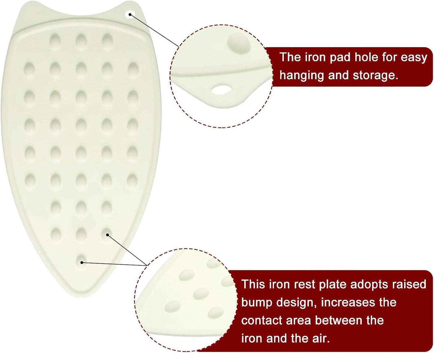 HARFINGTON Silicone Iron Rest Pad, Multipurpose Iron Hot Resistant Mat Iron Rest Plate for Ironing Board Hot Heat Resistant Steam Compact Mat, Cream