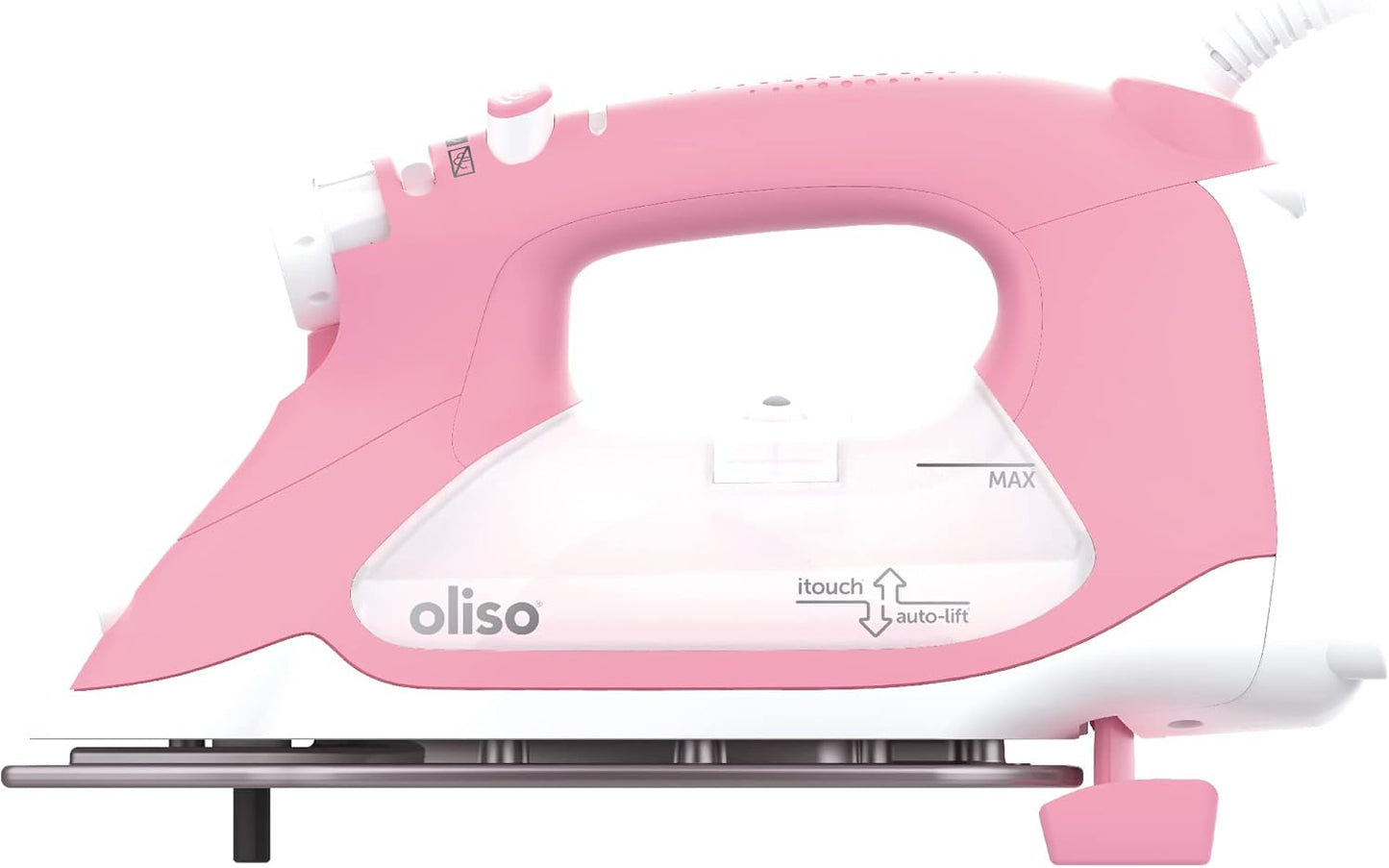 oliso TG1600 ProPlus Smart Iron with Auto-Lift – 1800 Watt Steam Iron for Clothes, Sewing, Quilting & Crafting – Diamond Ceramic-Flow Soleplate, Rosé