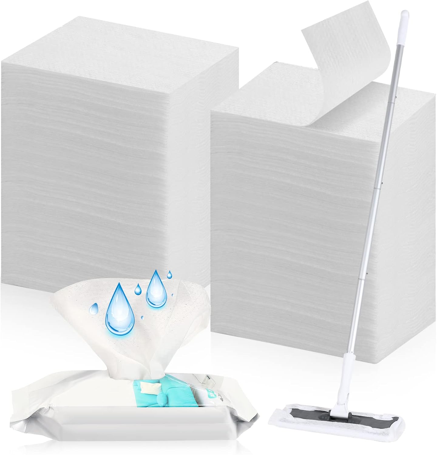Wet Mop Pads Refills for Floor Cleaning Sweeper Wet Refills Disposable Moist Mopping Cloth Wipes for Wood Hardwood Tile(240 Pcs)