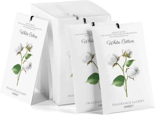 12 Packs Scent Sachets for Closet Clothes Storage - White Cotton Fragrance Long Lasting Home Air Freshener Odor Deodorizer