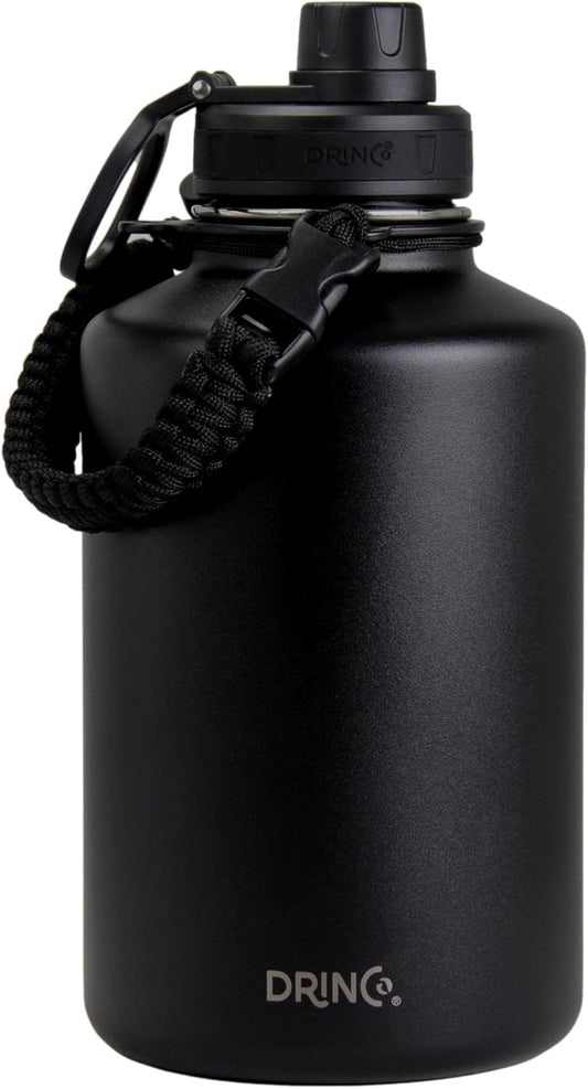 DRINCO Stainless Steel Water Bottle Spout Lid Vacuum Insulated Double Wall Water Bottles Wide Mouth (64oz 40oz 32oz 22oz 18oz 14oz) Leak Proof Keep Cold Sport Camping Hiking