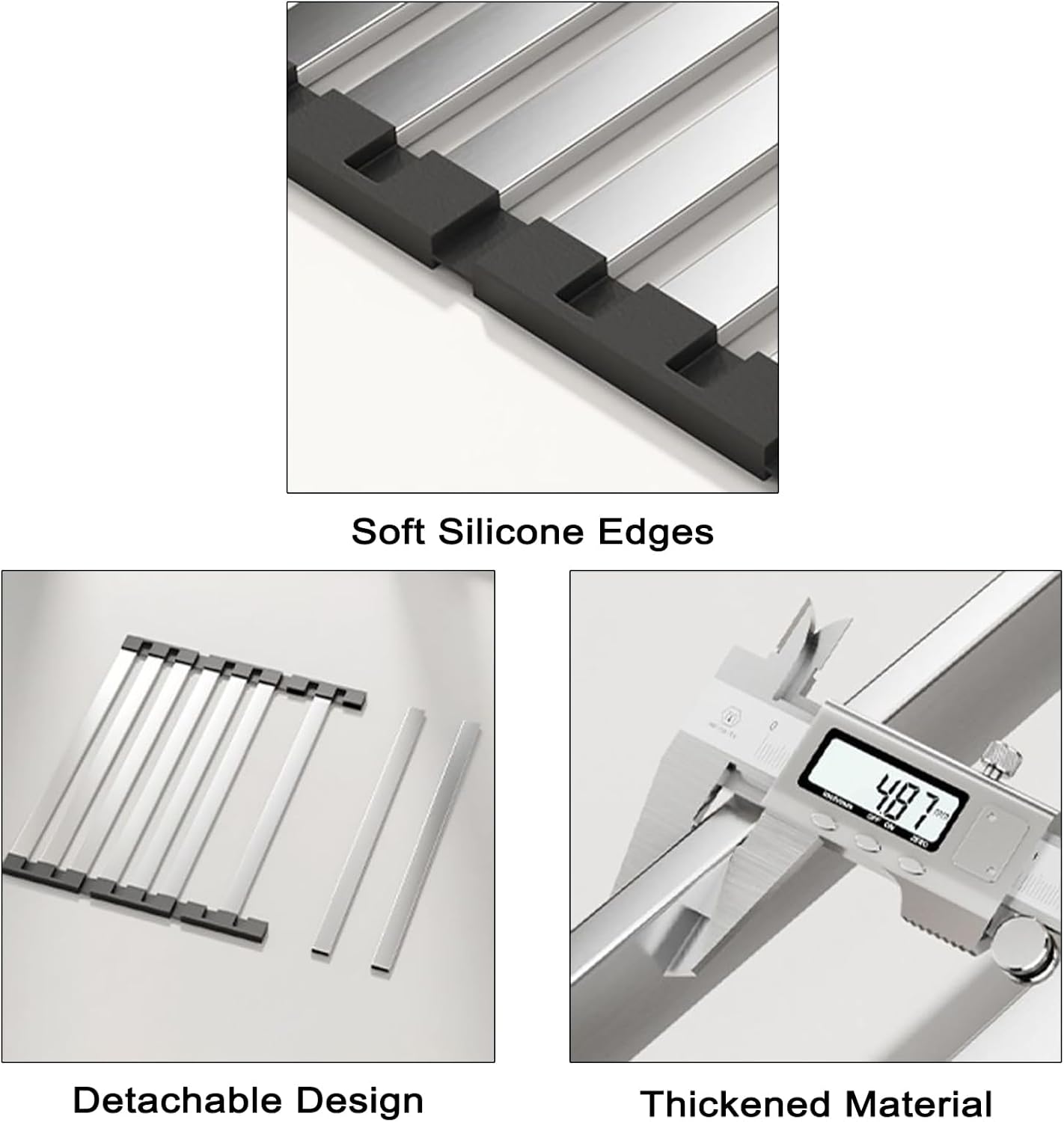 Foldable Dish Drying Rack for Kitchen Sink, Over The Sink Dish Drying Rack, Counter Storage Rack, Stainless Steel Drainer