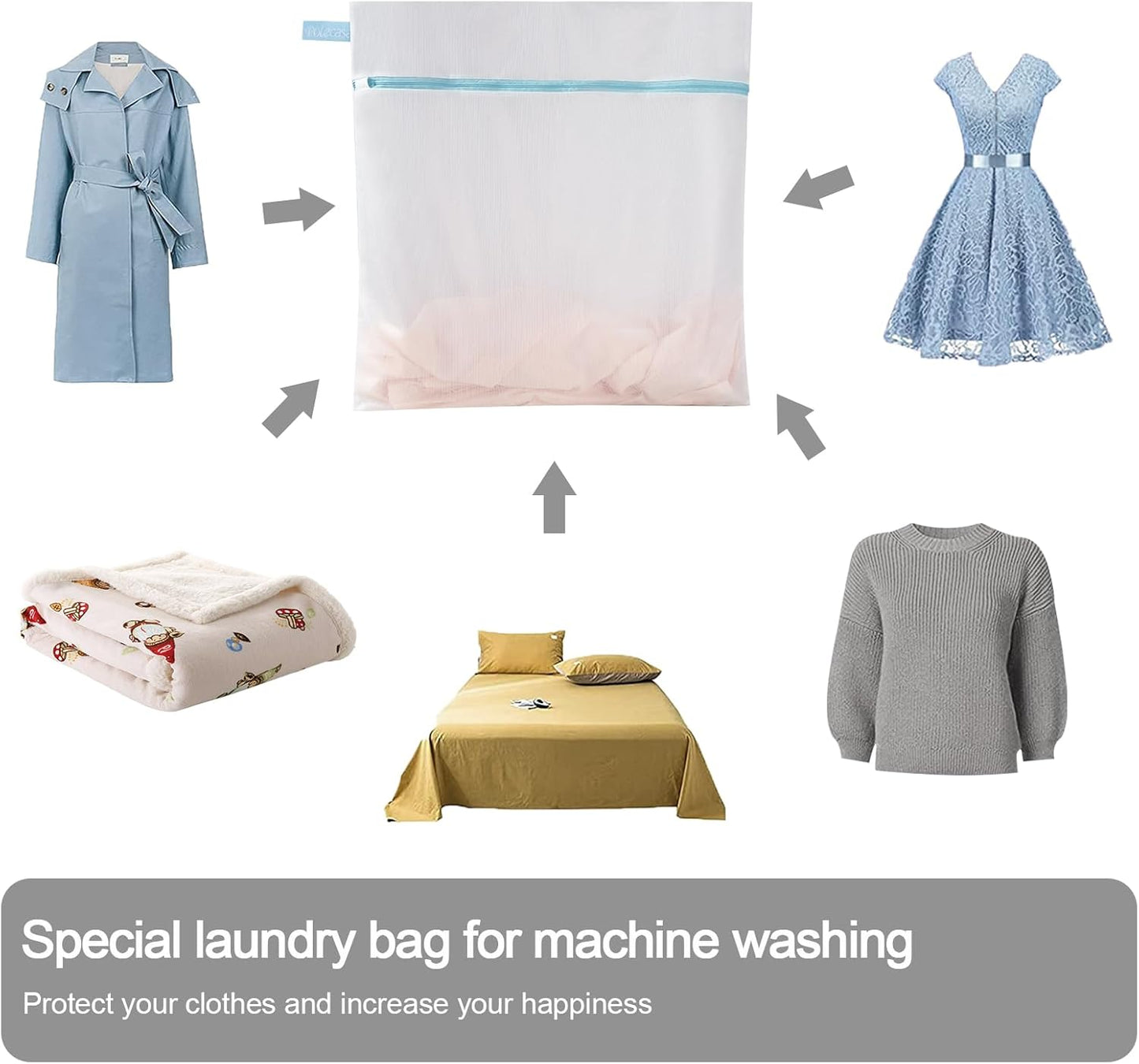 Polecasa 2Pcs 24 x 24 Inches Extra Durable Fine Mesh Laundry Bags with Sturdy Zipper for Delicates, Protect Clothes in Washing Machine, Laundry Room Essentials for College, Dorm (2 X-Large)