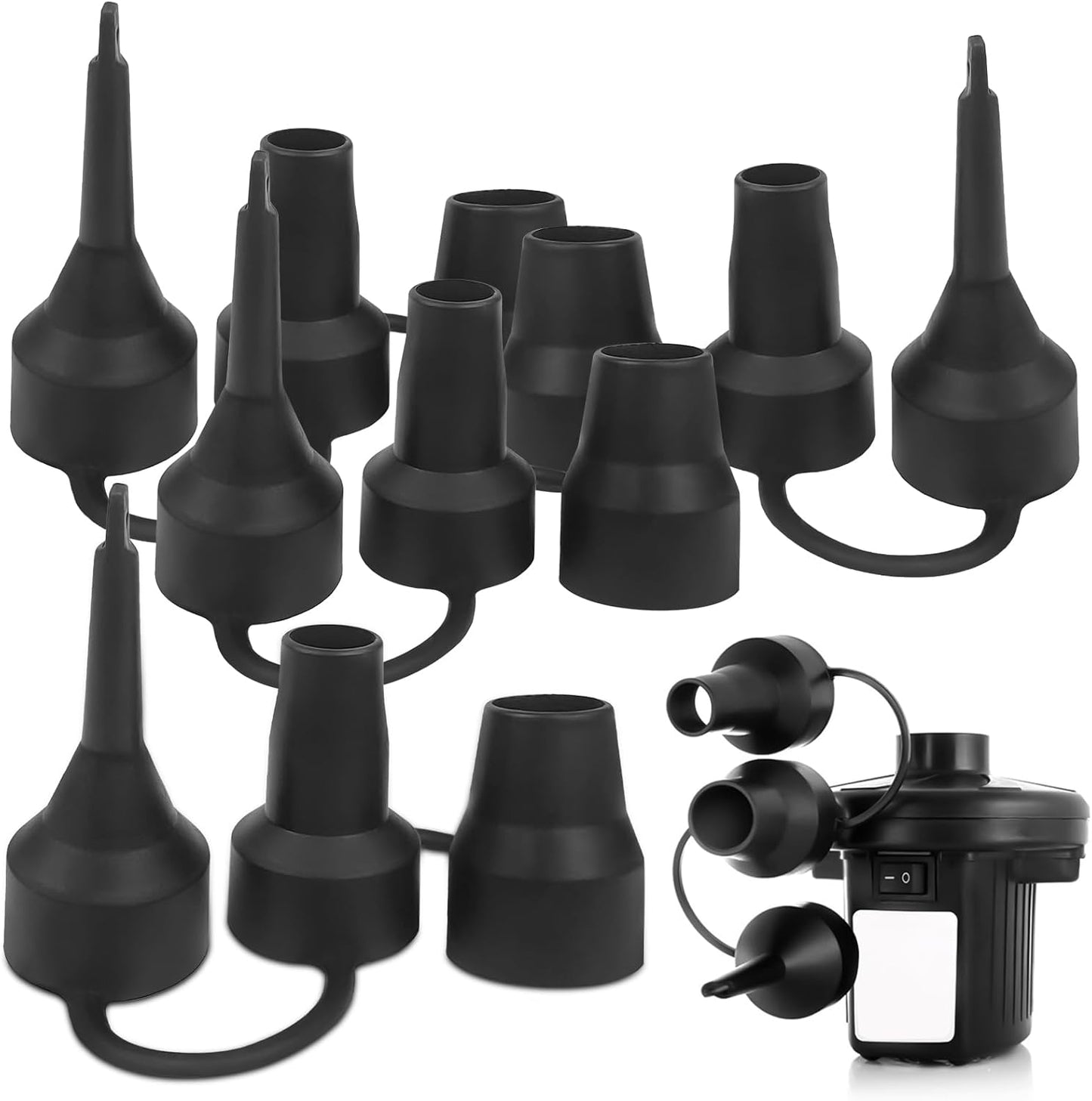 4 Set Air Pump Replacement Nozzles Head with 3 Sizes Plastic Inflatable Pump Adaptor Accessory for Partial Air Mattress Bed