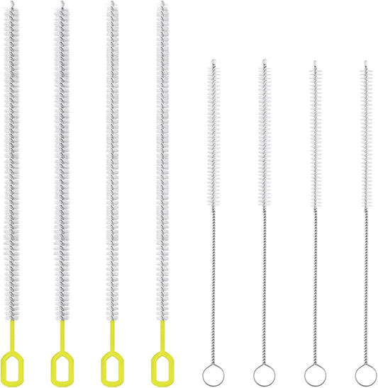 8-Piece Straw Cleaner Brush Set for Cleaning Straws - (4-Size) Extra Long Nylon Pipe Cleaners, Reusable Straw Cleaning Brush for Stanley Tumbler, Sippy Cup, Baby Bottle and Tubes (Type A)