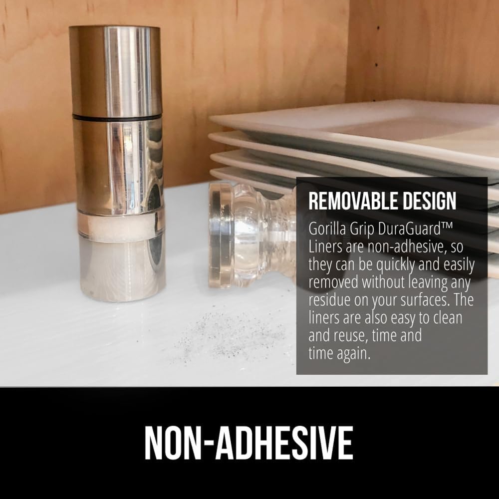 GORILLA GRIP DuraGuard Shelf Liner, 20x20 Non-Adhesive Cabinet Liners for Kitchen Drawers, Shelves, Refrigerator, Pantry Storage, Bathroom Closet, Durable Waterproof BPA Free Ribbed Plastic, White