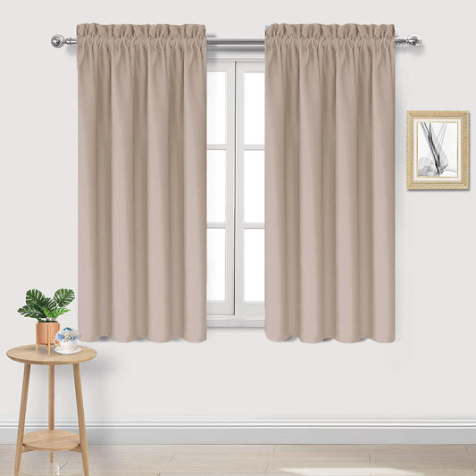 DWCN Blackout Curtains for Living Room Thermal Insulated, Energy Saving & Noise Reducing Bedroom Curtains, Camel, W 38x L 54 Inch, Set of 2 Rod Pocket Curtain Panels