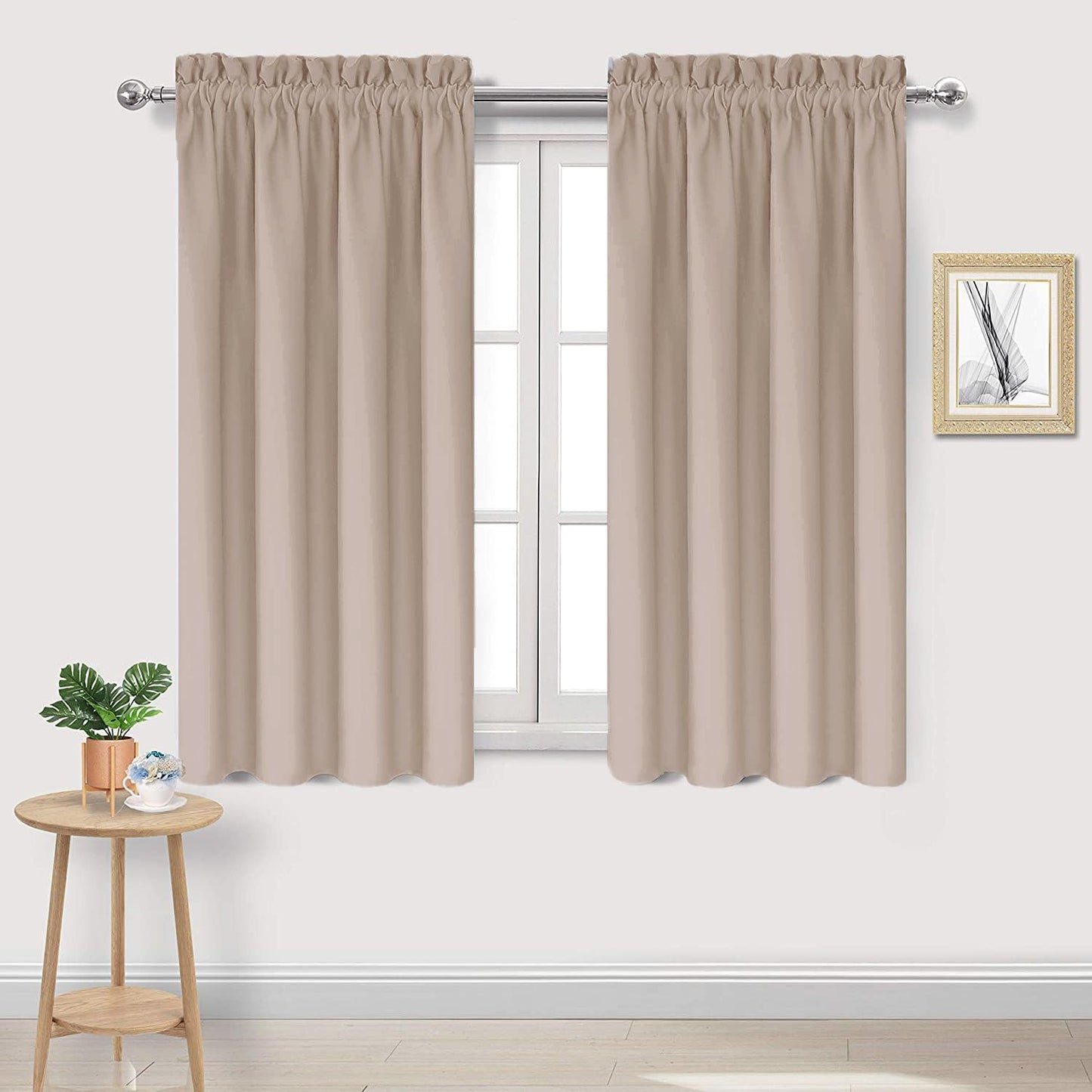 DWCN Blackout Curtains for Living Room Thermal Insulated, Energy Saving & Noise Reducing Bedroom Curtains, Camel, W 42x L 54 Inch, Set of 2 Rod Pocket Curtain Panels
