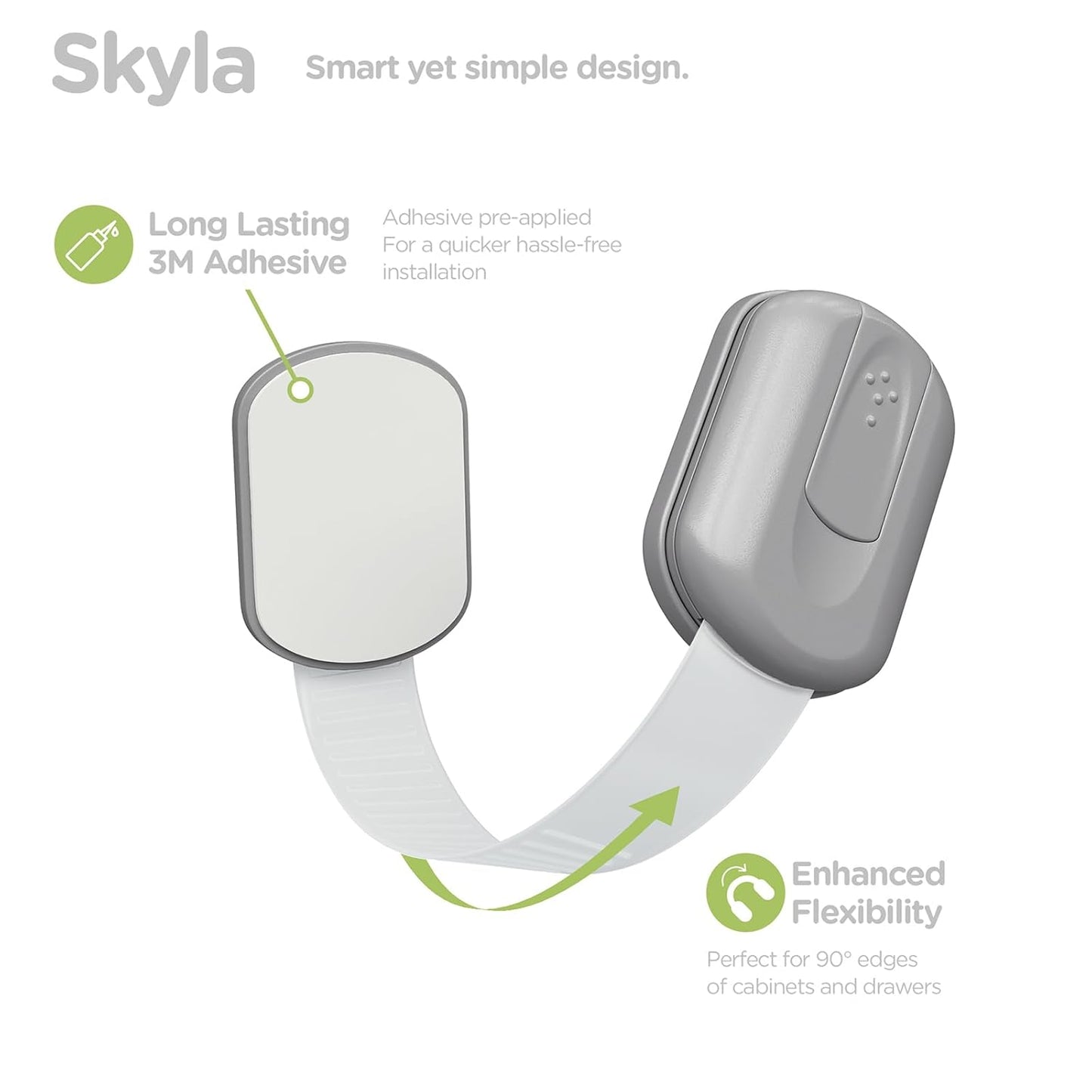 Baby Proofing Child Safety Locks (8 Pack) by Skyla Homes - The Safest, Quickest and Easiest 3M Adhesive Cabinet Latches, No Screws & Magnets, Multi-Purpose for Furniture, Kitchen, Ovens, Toilet Seats