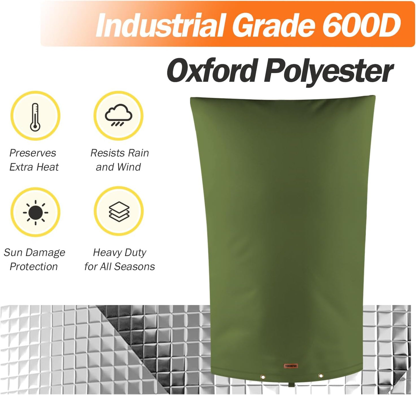 TOHONFOO Backflow Preventer Pipe Insulation Cover (5°F) - Irrigation Sprinkler Valve Insulated Pouch - Water Well Pump Cover - Sturdy 5 Layers for Winter Freeze Protection, 22" W x 34" H, Green