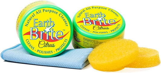 All Natural Multipurpose Cleaner for Bathroom, Floor, Kitchen and More | 300g Citrus Natural Clay Tub + Sponge (2-Pack) Includes Bonus Diamond Towel Cleaning Supplies Kit