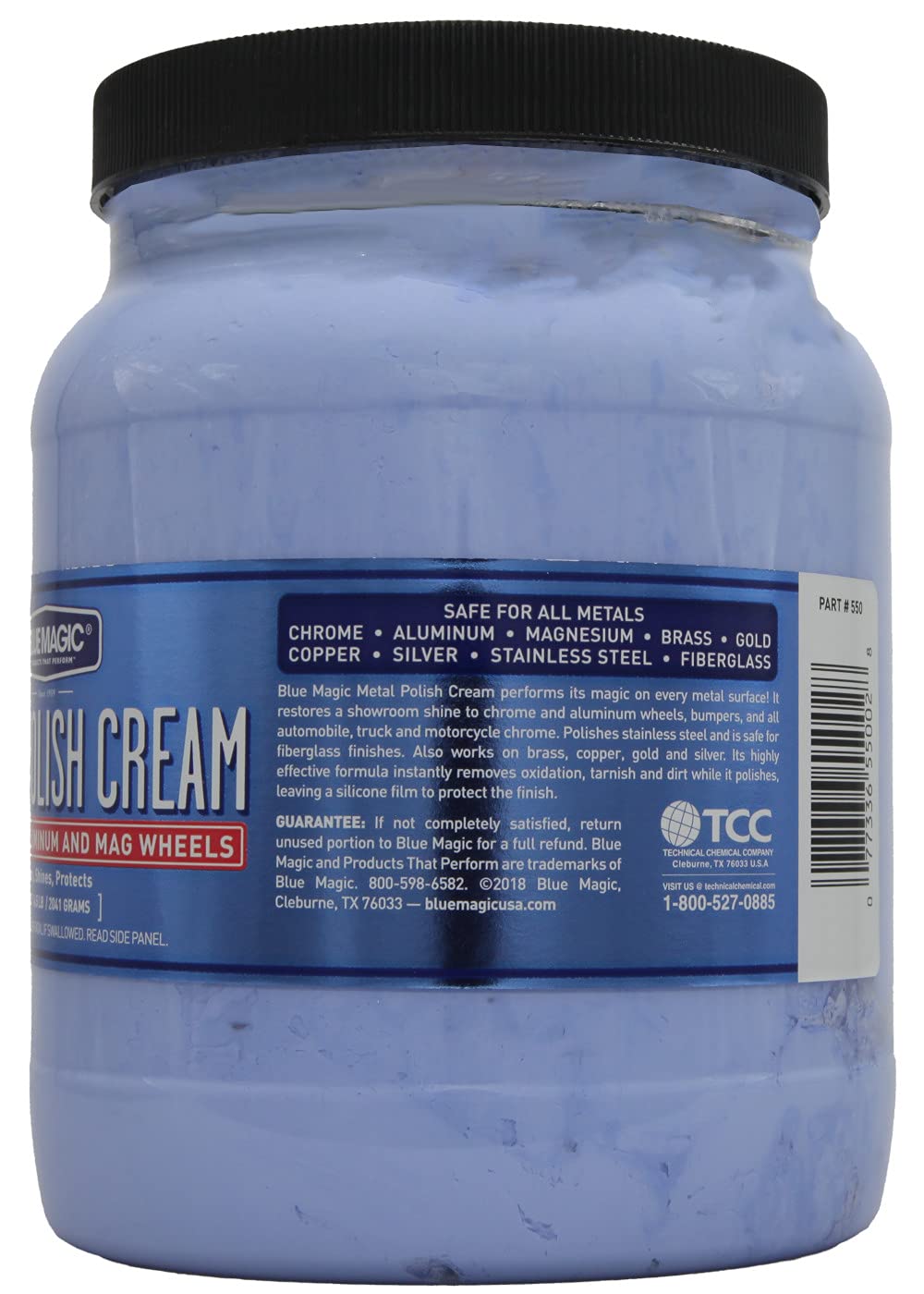 Blue Magic 550 Metal Polish Cream Non-Abrasive Tarnish and Oxidation Remover for Chrome, Aluminium, Brass, Copper, Sterling Silver and Stainless Steel, 72.oz., Pack of 1