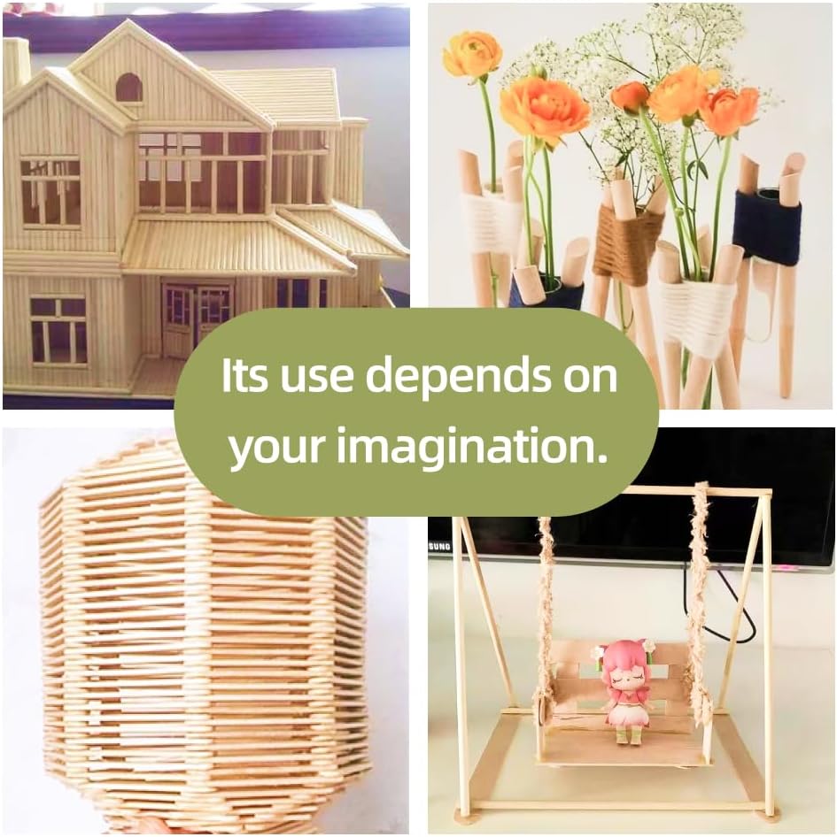 100 PCS Dowel Rods Wood Sticks Wooden Dowel Rods - 3/8 x 17.5 Inch Unfinished Bamboo Sticks - for Crafts and DIYers