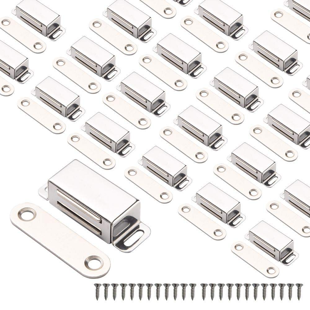 Mousike Cabinet Magnets Magnetic Door Catch Stainless Steel Door Magnet for Kitchen Bathroom Cupboard Wardrobe Closet Closures Cabinet Door Drawer Latch 20 lbs(20Pack)