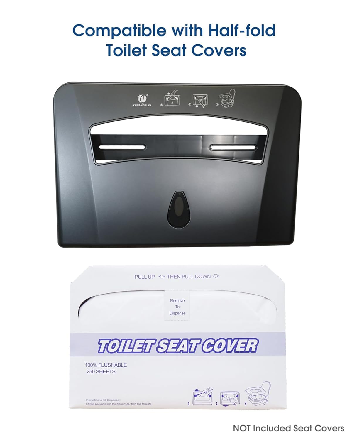 Toilet Seat Cover Dispenser (2-Pcs), Wall Mounted Compatible with Half-fold, CHUANGDIAN, Dark Grey x 2 Pcs