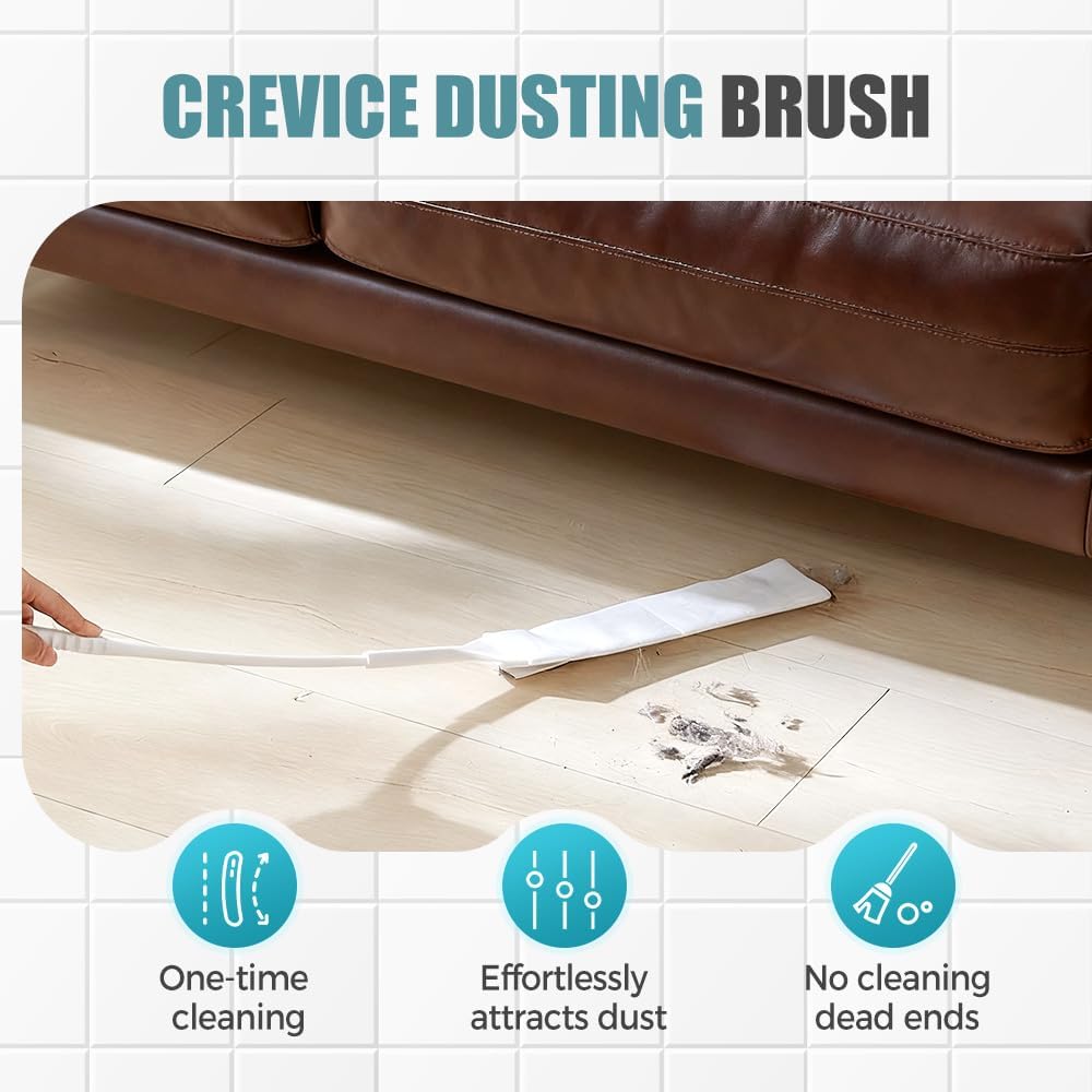 Retractable Gap Dust Cleaner, Bendable Microfiber Duster for Household Flat Duster for Under Appliances, Retractable Gap Dust Cleaning Artifact Extendable Dusters with Nonwoven Fabric (2, White)