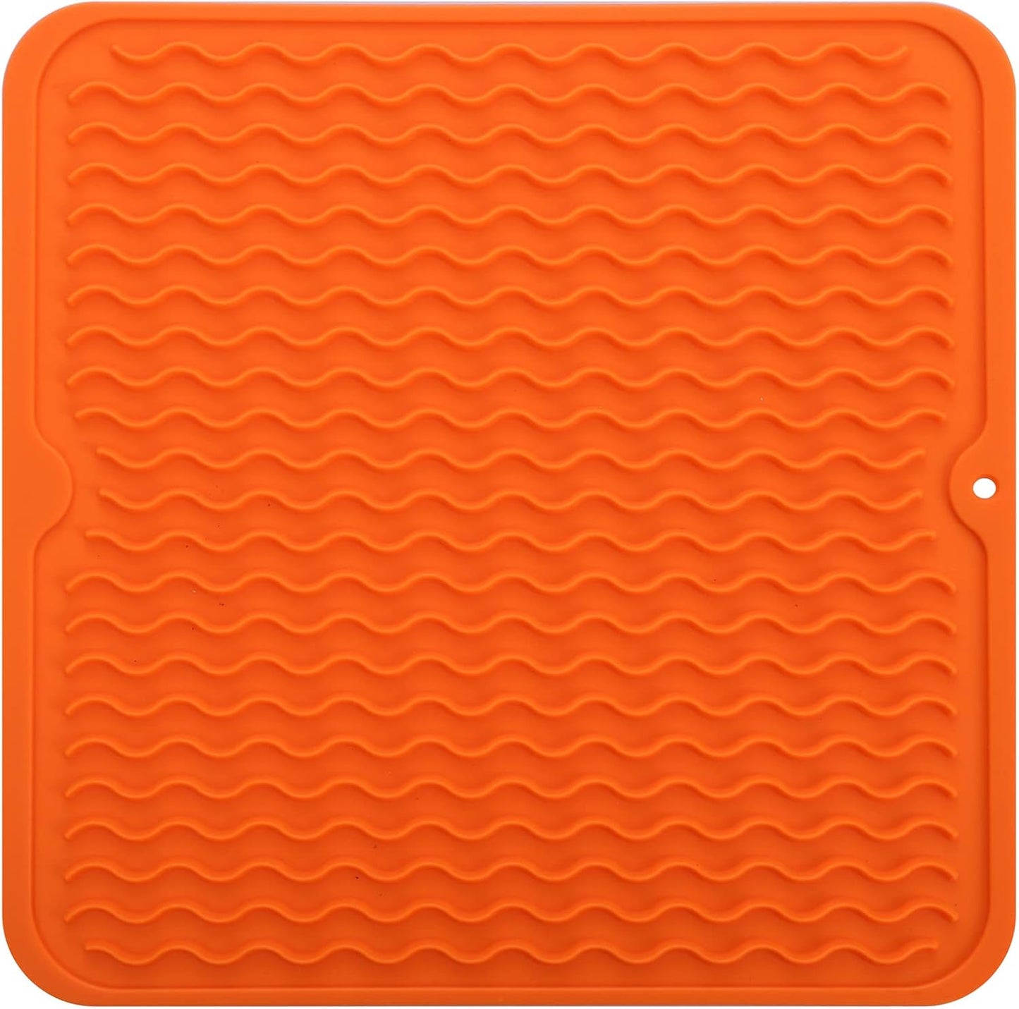Silicone Dish Drying Mat for Multiple Usage,Easy clean,Eco-friendly,Heat-resistant Silicone Mat for Kitchen Counter or Sink,Refrigerator or Drawer liner Orange M 12 inches x 12 inches