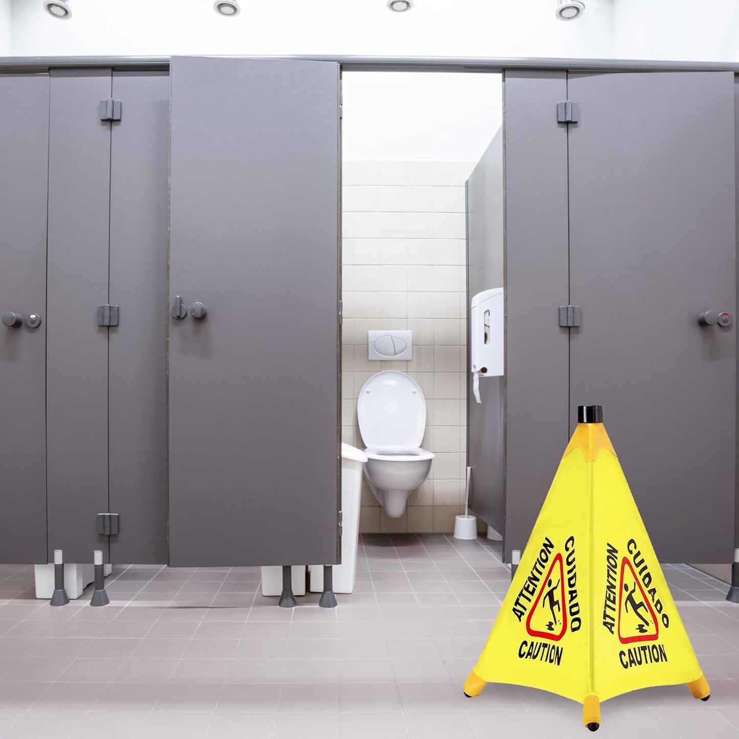 10 Pcs Pop up Wet Floor Sign with Storage Tube 20 Inch Wet Safety Signs Commercial Caution Safety Cone Pop up Caution Sign for Commercial Stores Grocery Restaurant Restroom Office Use