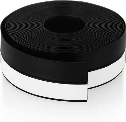 Silicone Weather Stripping Door Seal Strip, 16.4 Feet Self Adhesive Sealing Sticker Sealing Tape for Door Draft Stopper Adhesive for Doors Windows Shower Glass Gaps (Black, Width 25mm)