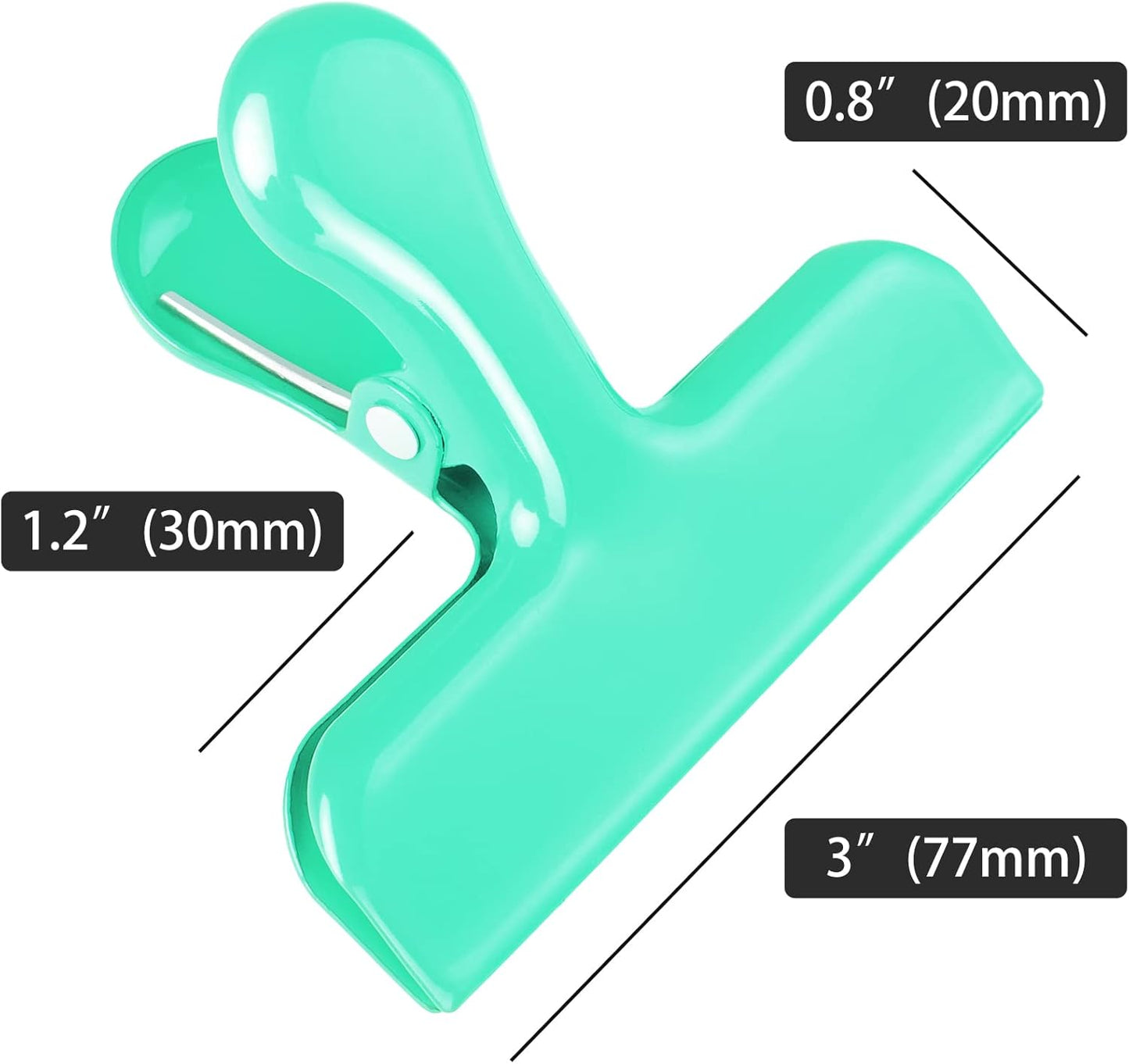 Bag Clips Heavy Duty Stainless Steel Chip Clips, Food Bags Clamp Great for Kitchen Office to Seal Coffee Bags, Paper Sheets - Pack of 8（Green）