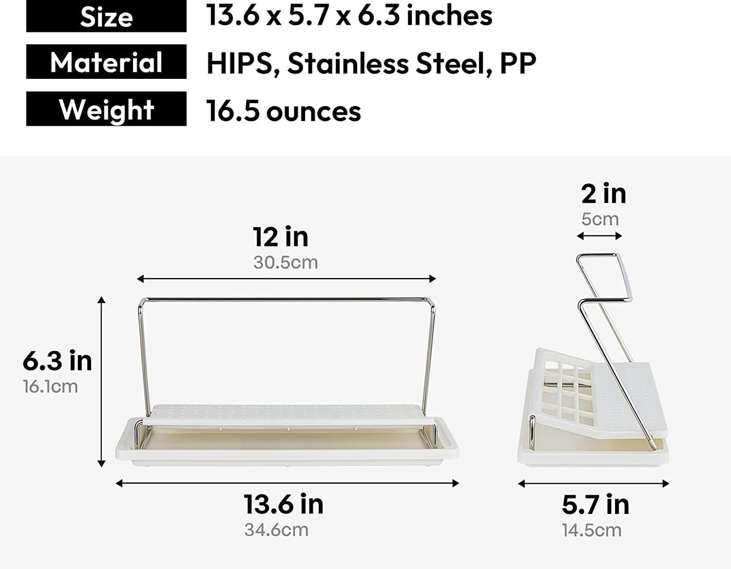 carrotez Bottle Drying Rack, Tumbler Rack with Drain Tray - Narrow and Wide Openings with Various Capacity, Mug Type and Cup Type - White
