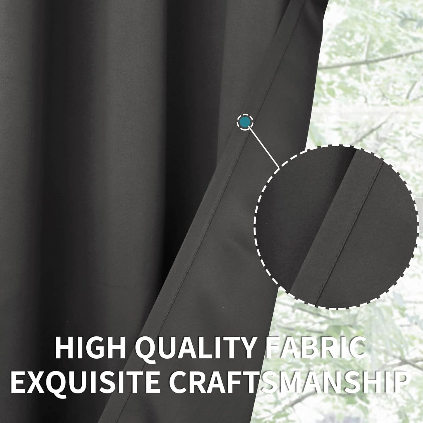 BGment Short Blackout Curtains 48 Inches Length - Rod Pocket Thermal Insulated Room Darkening Window Drapes for Kitchen Bedroom Bathroom, Dark Grey, 2 Panels, 42 x 48 Inch