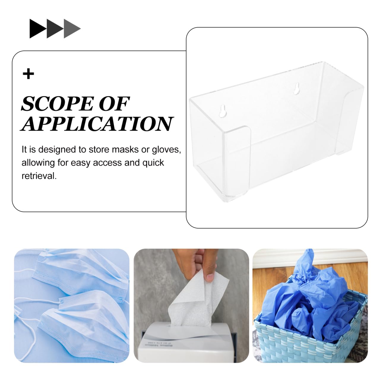 Acrylic Wall Mount Glove Dispenser and Mask Holder Storage Box for Laboratory and Office 2 in 1 Mask and Glove Organizer