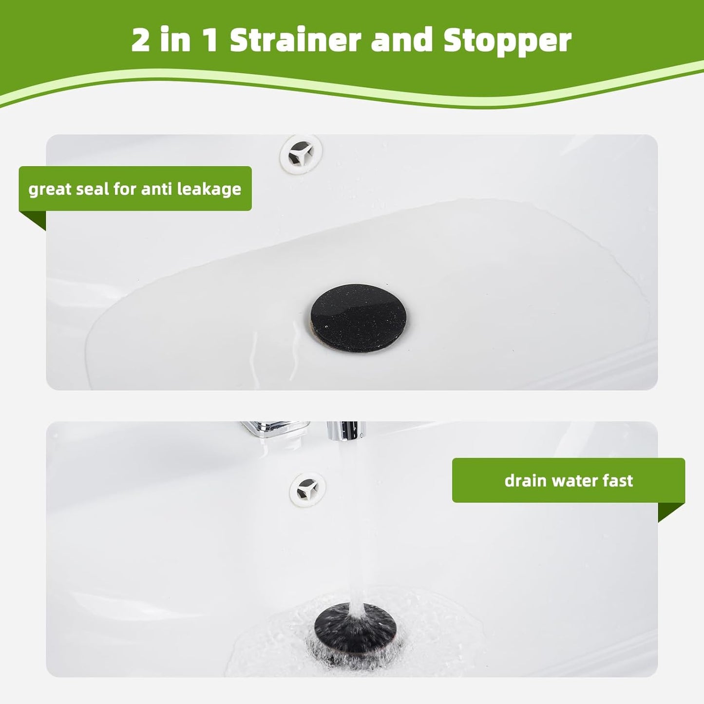 Universal Bathroom Sink Drain Strainer Hair Catcher Upgraded with Removable Stainless Steel Filter Basket, 2 in 1 Pop Up Sink Stopper for 1.1''~2.36'' Sink Basin Hole, Big Cover Cap, Oil Rubbed Bronze