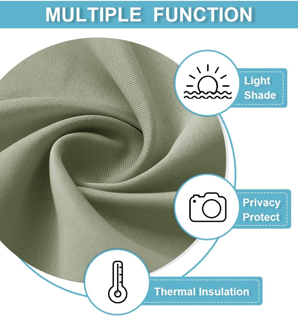 RYB HOME Blackout Curtains for RV Camper Windows, Privacy Thermal Insulating Mini Curtains & Drapes for Bedroom Bathroom Kitchen Door Window Farmhouse Cover, W 42 x L 36 inch, Sage Green, 2 Panels