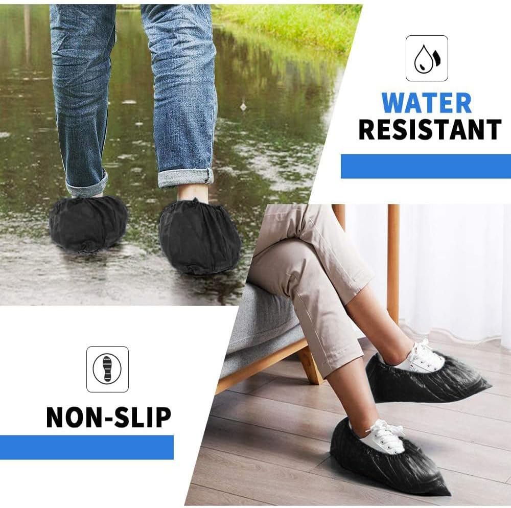 Black shoe covers Disposable 1000 PCS (500 Pair) Premium Waterproof and Recyclable Boot Booties Covers Covers for Indoors, Non, Fits Up To 11 US Men and 13 US Women Size, Slip on, Horlon