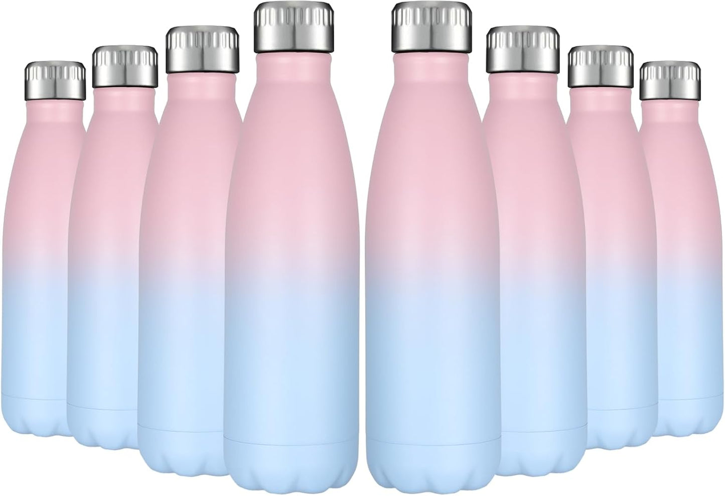 HASLE OUTFITTERS 17oz Stainless Steel Water Bottles Bulk, Vacuum Insulated Water Bottles Double Walled Reusable Metal Sports Water Bottles Keep Drinks Hot and Cold, Pink Blue, 8Packs